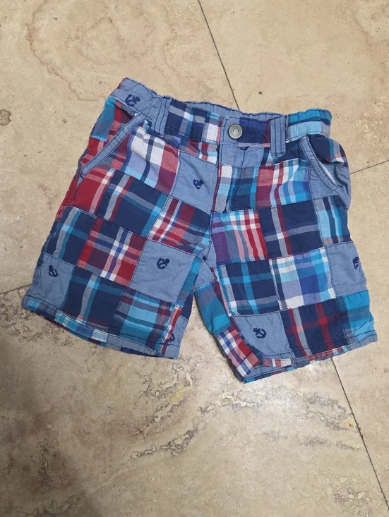 Gymboree Patchwork Plaid Shorts - Blue & Red Size 3 Year Olds [0143]