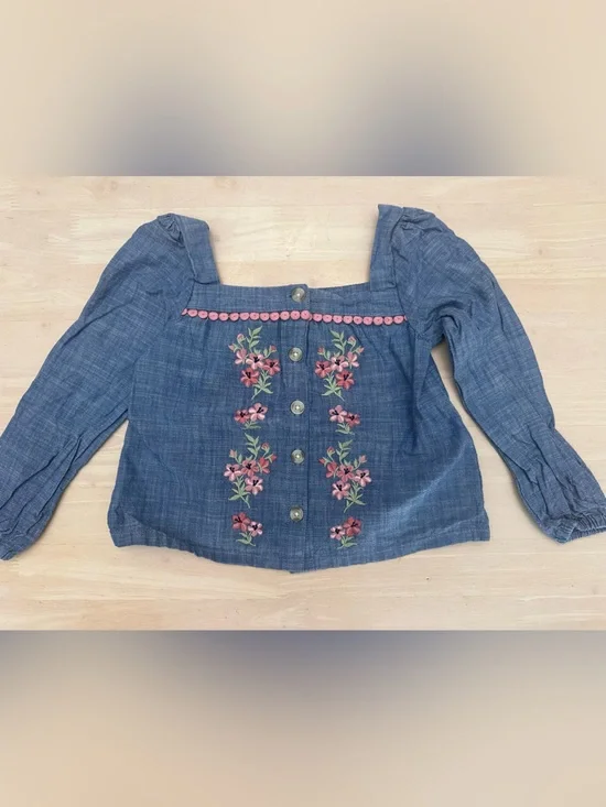 NWOT Gymboree Floral Embroidered Chambray Shirt