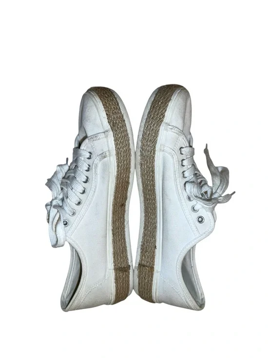 Steve Madden Aria White Espadrille Canvas Sneakers Womens 9 Lace Up Casual Shoes