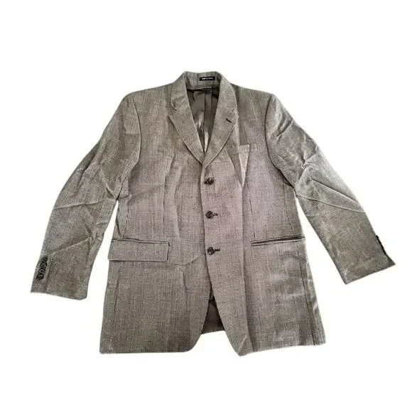 Ralph Lauren‎ Men's Vintage Gray Check Blazer Size 43 L Formal 3-Button