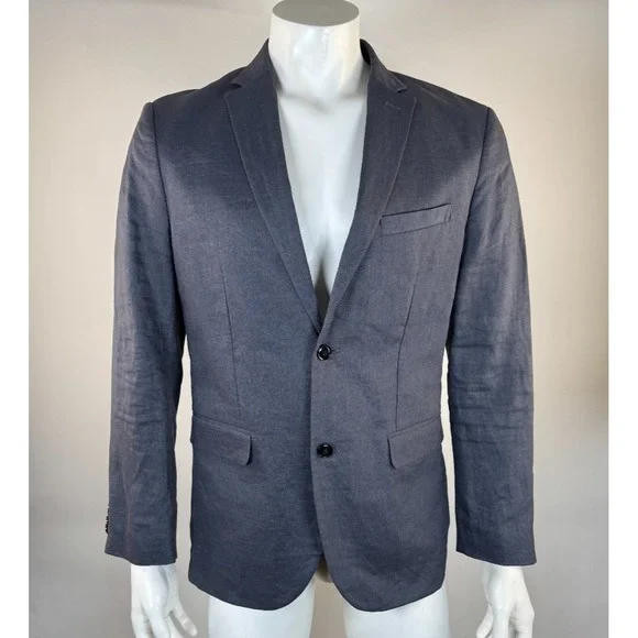 H&M Linen Slim Fit Blazer Men 42R EUC Sport Coat Unlined Breathable‎ Lightweight
