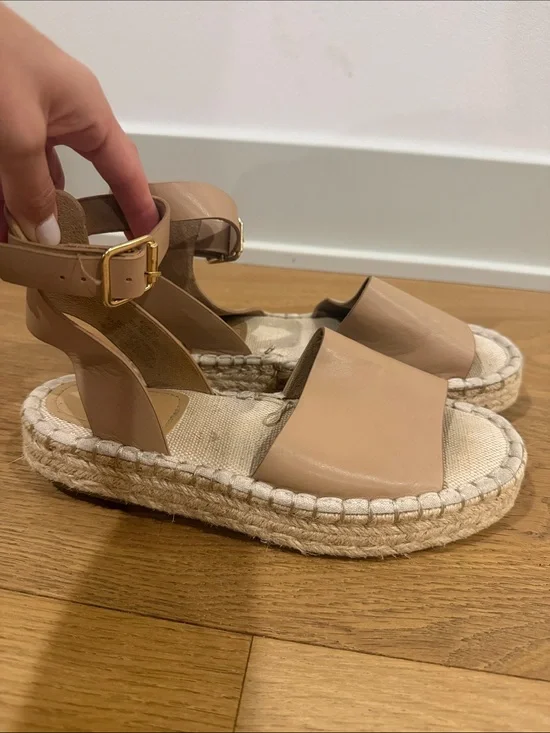 Women’s Nude Espadrille Platform Sandals with Ankle Strap