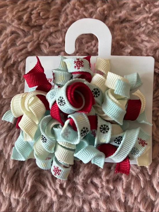 Gymboree Red, Cream & Light Blue Korker Hair Clip with Snowflake Accents