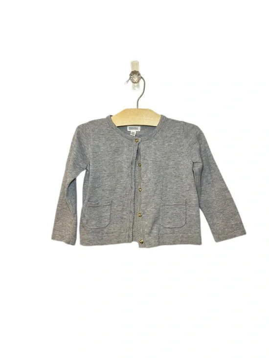 Gymboree 18-24m Baby Grey Sweater Cardigan with Gold Buttons
