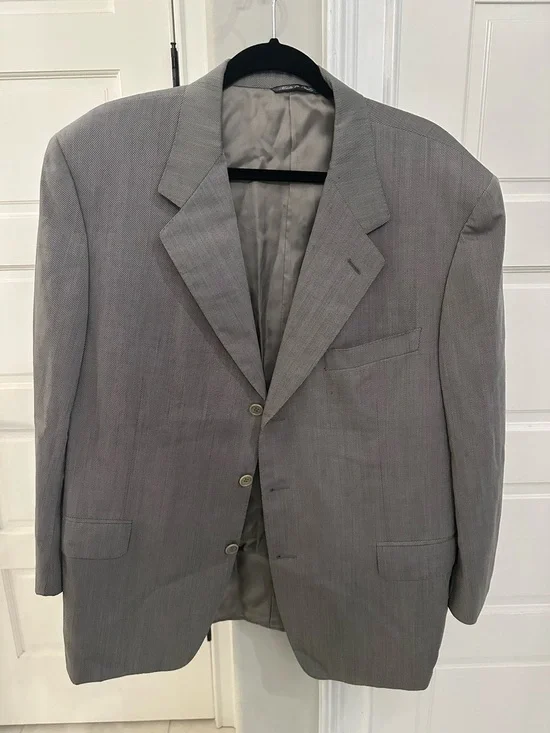 Canali 100% Wool Blazer Mens 54 S EU 44 S US Grey Micro Stripe 3 Button Italy
