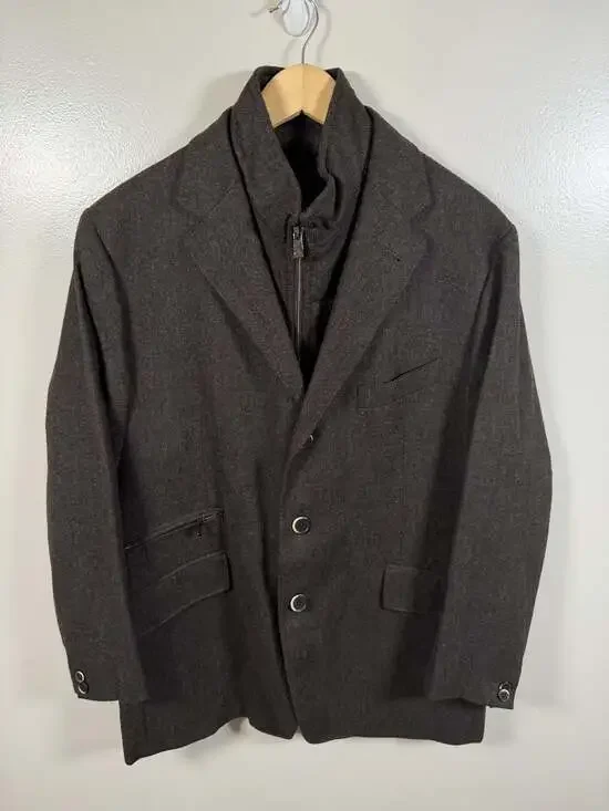 Corneliani ID Sport Jacket Cashmere Wool Size US 44 IT 54 Detachable Vest Brown