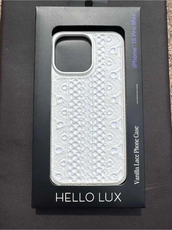 Hello Lux Vanilla Lace Phone Case for iPhone 15 Pro Max - White