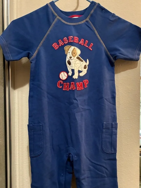 Gymboree Royal Blue 'Baseball Champ' Puppy Romper