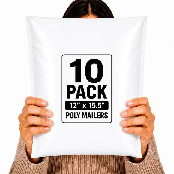 POLYMAILERS WHITE SHIPPING BAGS (10 PACK) 12