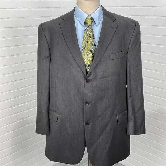 Hart Schaffner Marx Blazer Men 46 Gray Bespoke Gold Trumpeter Classic USA Jacket