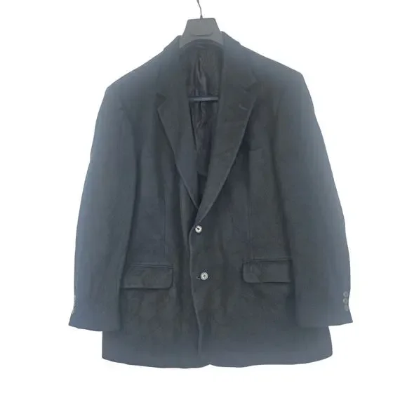 Vintage Roundtree & Yorke 100% Camel Hair Blazer Black Blazer Mens XL 46 3962