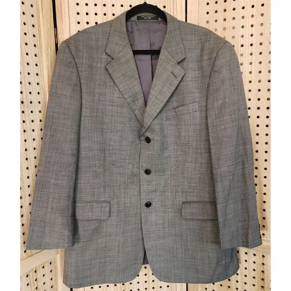 Jones New York Mens Suit Jacket Golden Twist Imported Fabric 100% Pure Wool Gray