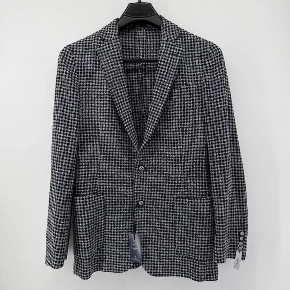 Stafford Mens Classic Fit Navy Check seasonal Sport Coat Blazer‎ Jacket 46L Long