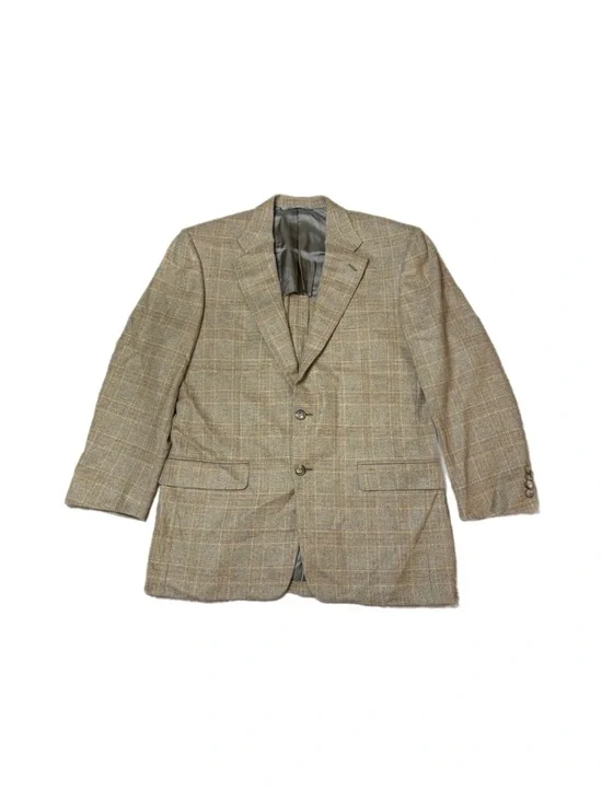 Hickey Freeman X Maus&Hoffman Plaid Wool Cashmere Beige Blazer Size 40R