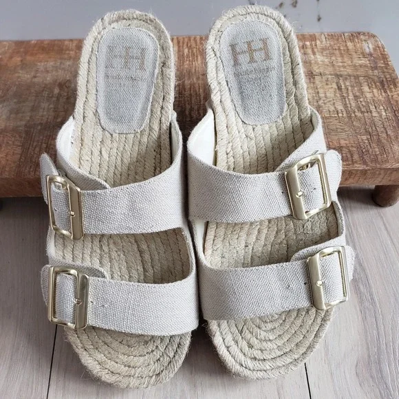 Haute Hippie‎ Sandals Womens 9.5 Cream Neutral Nikki Espadrille Comfort Slide