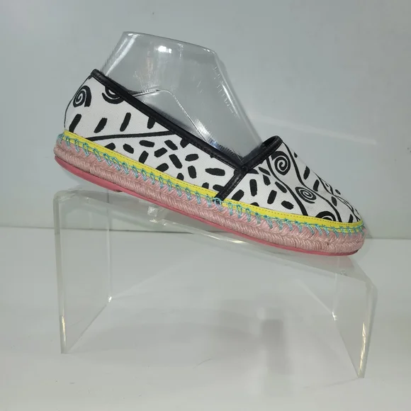 Sophia Webster Black and White Patterned Espadrilles Loafers Size 38.5