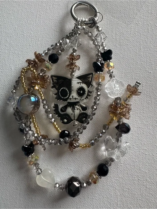 Black & White Gothic Cat Phone Charms $13 each