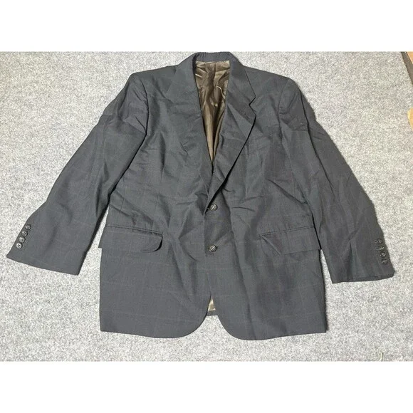 John O'Hara Suit Jacket Mens 44 Blue Check 2 Btn Notch Hand Tailored Made USA