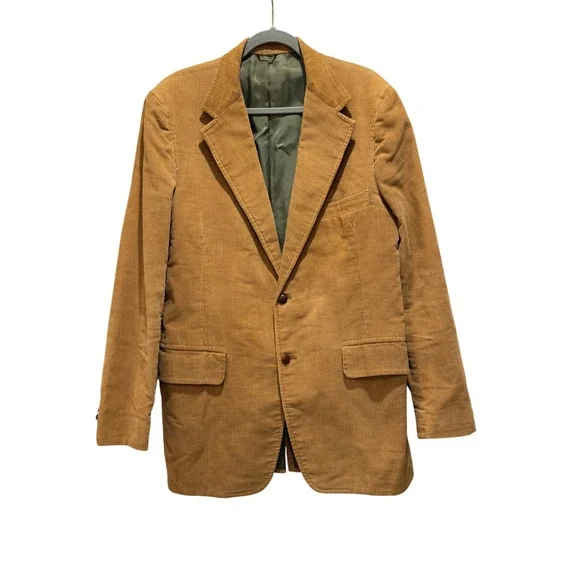 Vintage JOS A BANK Tan Corduroy Blazer‎ Sport Coat Mens Two Button Estimated 48R