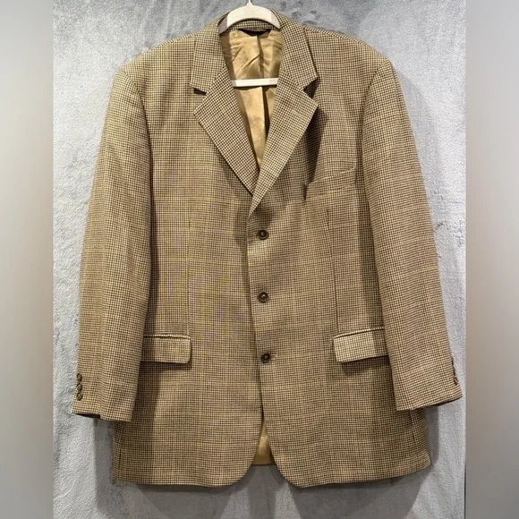 Brooks Brothers 46L‎ Houndstooth Blazer Sport Coat 3 Button 100% Wool