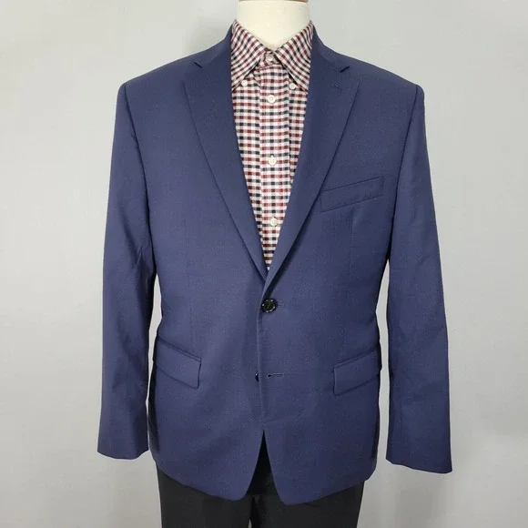 Lauren Ralph Lauren Men's Sport Coat Blazer Navy Blue Stretch Wool‎ Size 40S