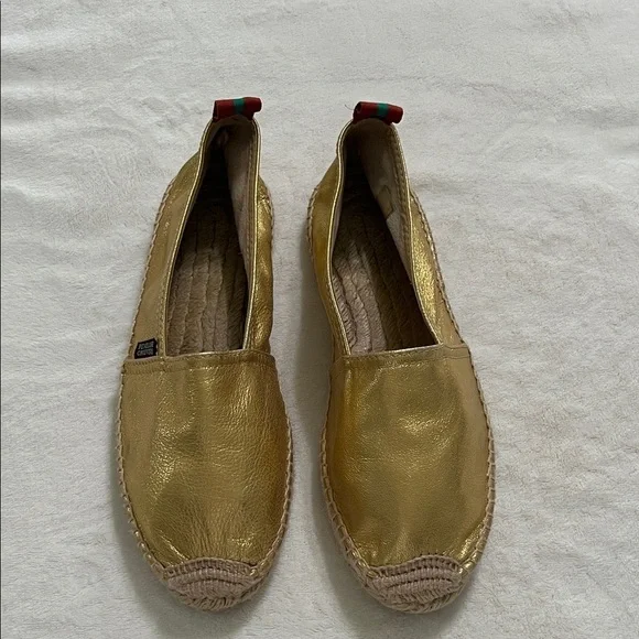 Penelope Chilvers Gold Espadrille Slip-Ons