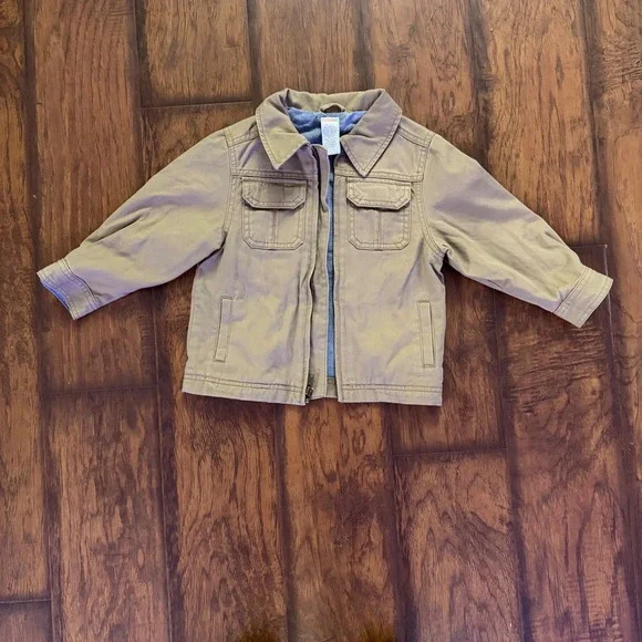 Gymboree Toddler Tan Zip‎ Utility Jacket 2T-3T Cotton Military Style Kids Coat