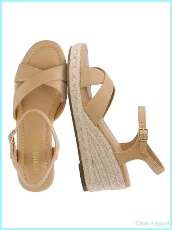 CUSHIONAIRE Prego Espadrille Wedge Sandals Faux Leather Comfort Casual