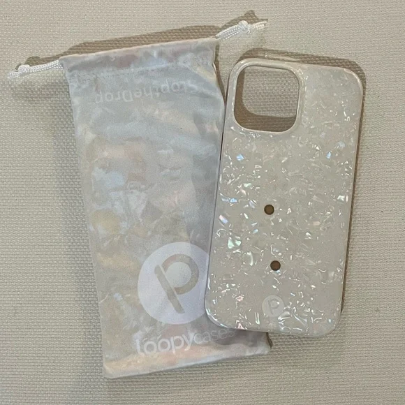 White Opal Shell Iridescent Edition iPhone 13 Pro Max Loopy Phone Case - Righty