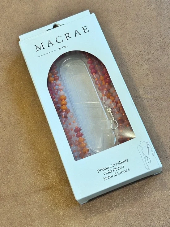 MACRAE & CO. Phone Crossbody Gold Plated Natural Stones Universal Orange Hue NIB