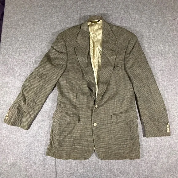 VTG Vestire Sport Coat Mens L Brown Tan Houndstooth Blazer Academia Professor
