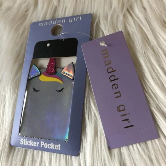 Madden Girl Iridescent Unicorn Phone Sticker Pocket