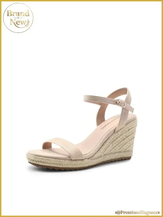 Raffia Espadrille Wedge Sandals Open Toe Platform Heels
