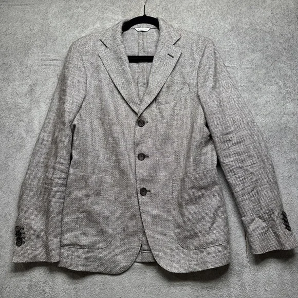 Manuel Ritz Linen Blend Blazer Mens 32R‎ Gray Unstructured Sport Coat Made Italy