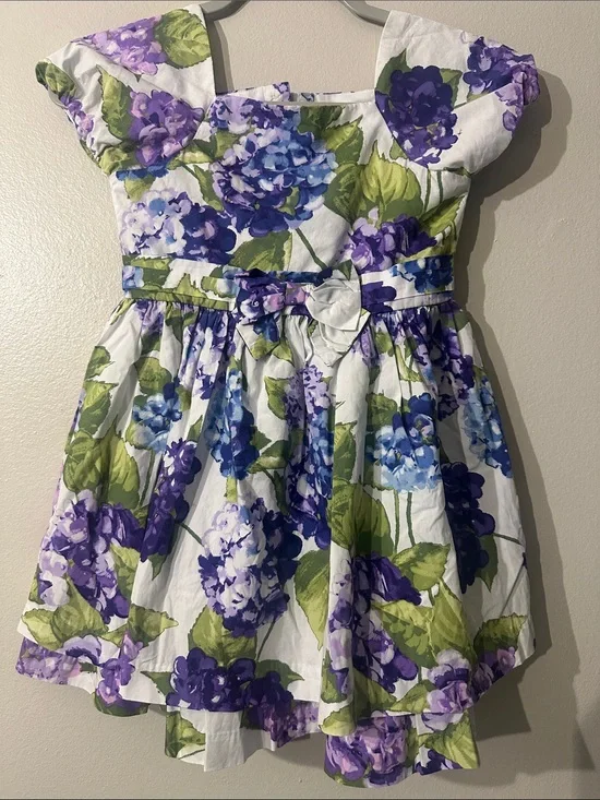Gymboree Girls Floral Purple Spring Easter Cotton Dress Size 7