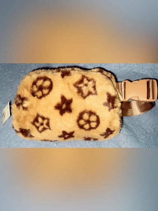Plush Soft Faux Fur Monogram Fur Mini Pouch