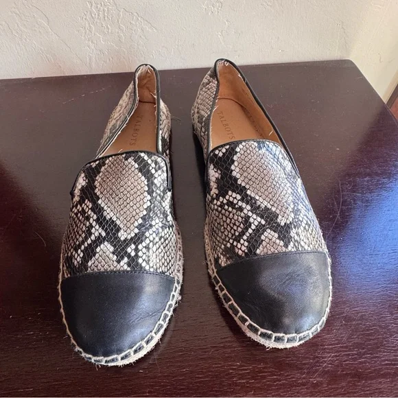 Talbots Snakeskin Patterned Espadrilles with Black Toe Cap Accents