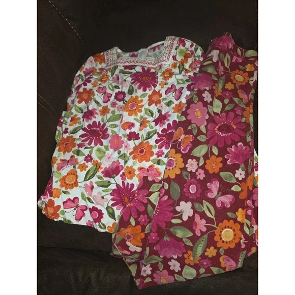Gymboree butterfly girl floral top size 8 leggings size 7