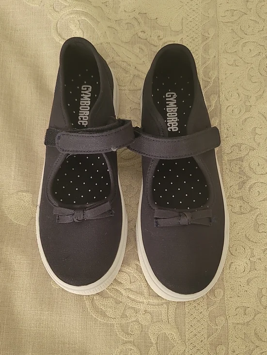 Kids Gymboree Navy Mary Jane Canvas Shoes with Bow, Size 2, Never Worn