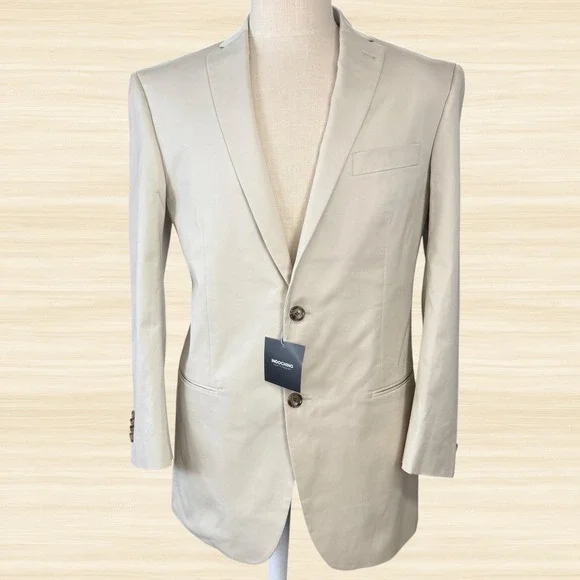 Indochino Made to Measure Tan Blazer Red Floral Lining Sport Coat Mens 40R