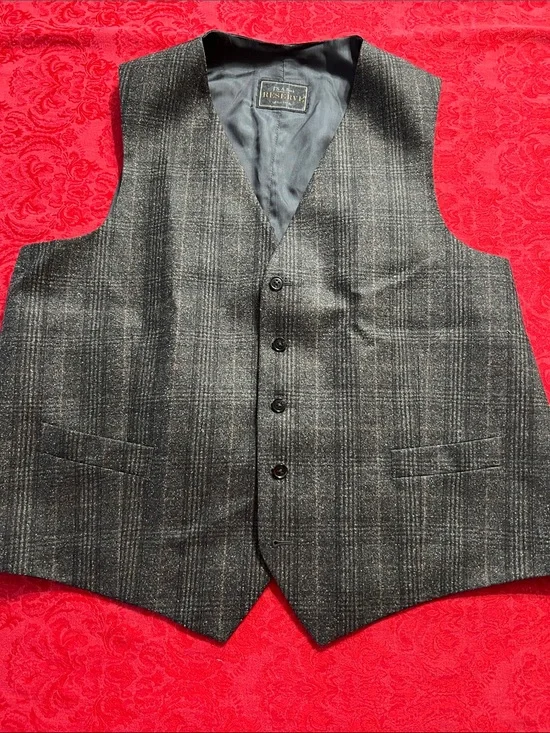 Jos. A. Bank Reserve Men’s Wool Vest 44R Glen Plaid Italian Fabric Napoli