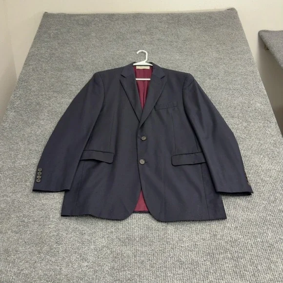 John W Nordstrom Suit Jacket Mens 42R Navy Wool Professional Classic Style