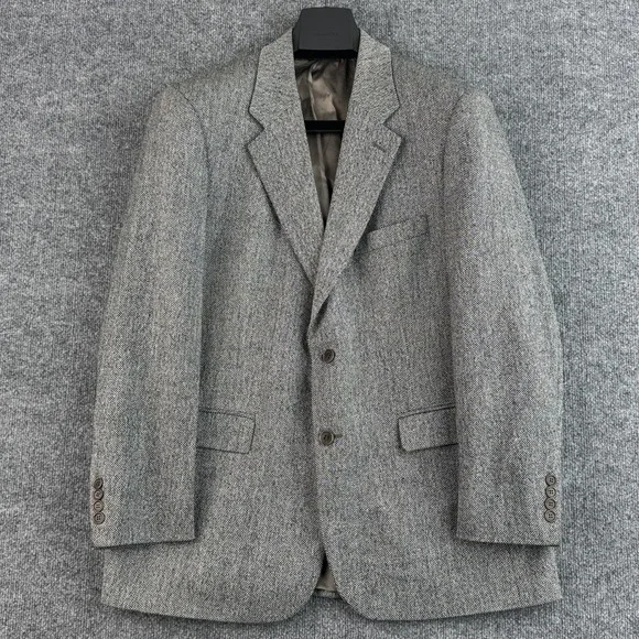 Vintage Brooks Brothers 346 Blazer Mens 43R Gray Micro Houndstooth Wool 2005