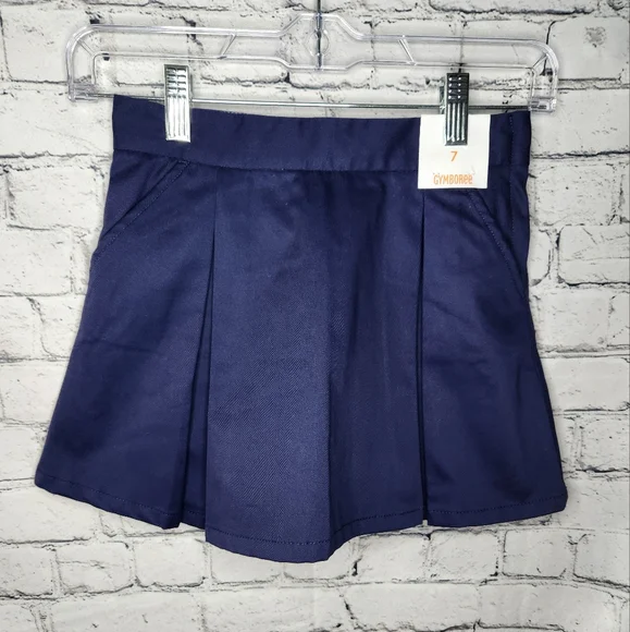 Gymboree Girls Navy Blue Play Proof‎ Twill School Uniform Skirt Size 7