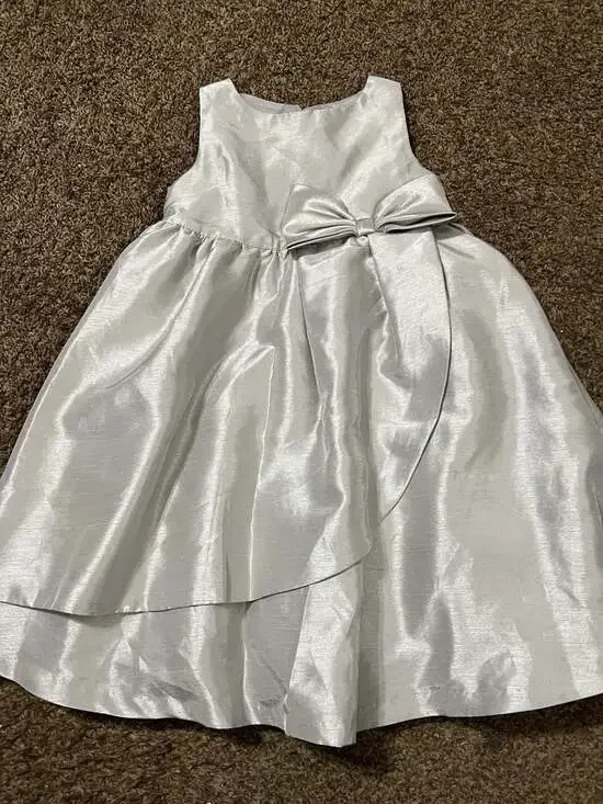 Gymboree Silver Bow Holiday Party Dress Size 6