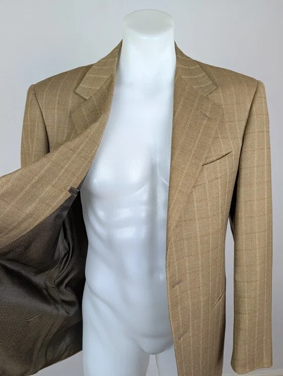 Barcelino x Marco Azzali Virgin Wool Sport Jacket in Soft Tan Herringbone