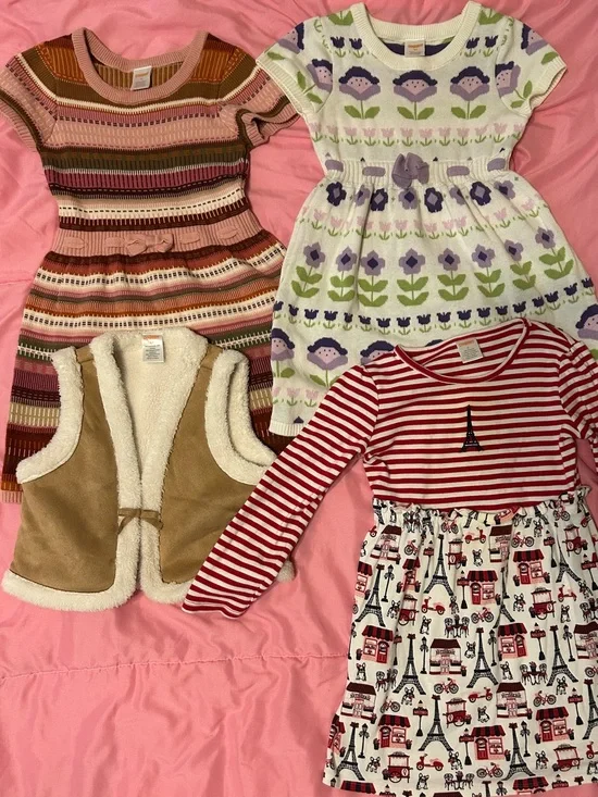 Gymboree Girls' Mixed Dresses & Vest Set in Pink, Purple, Brown, Red, White