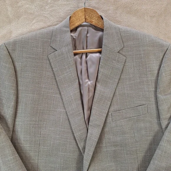 Michael Kors Blazer Mens 46 Regular Beige Check Stretch Single Vent 2 Btn