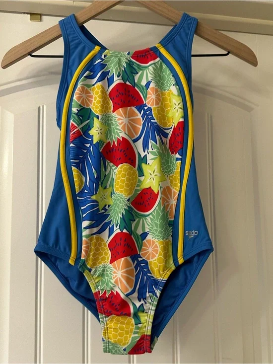 Speedo Tropical Fruit One-Piece Swimsuit Girls Size 10 NWT 🍍🍉
