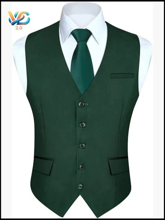 Men's Slim Fit Formal Suit Vest, V-Neck Waistcoat for Wedding Business